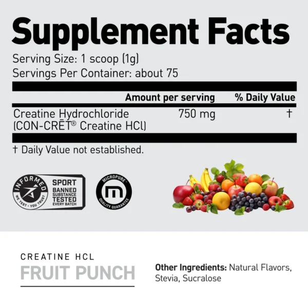Kaged Creatine HCL supplement facts