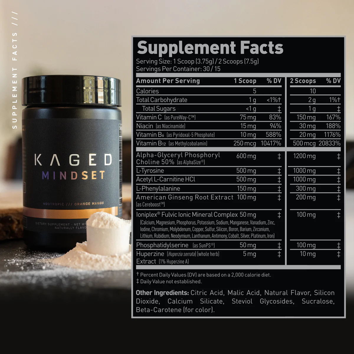 Kaged Mindset Supplement Facts
