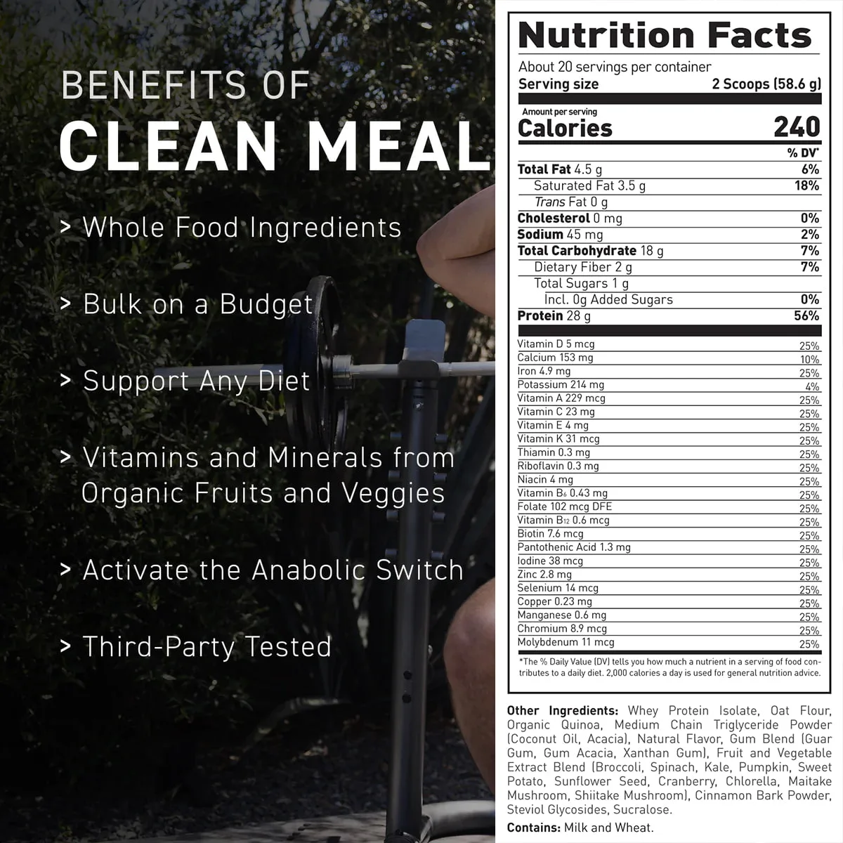 Kaged Clean Meal Supplement Facts