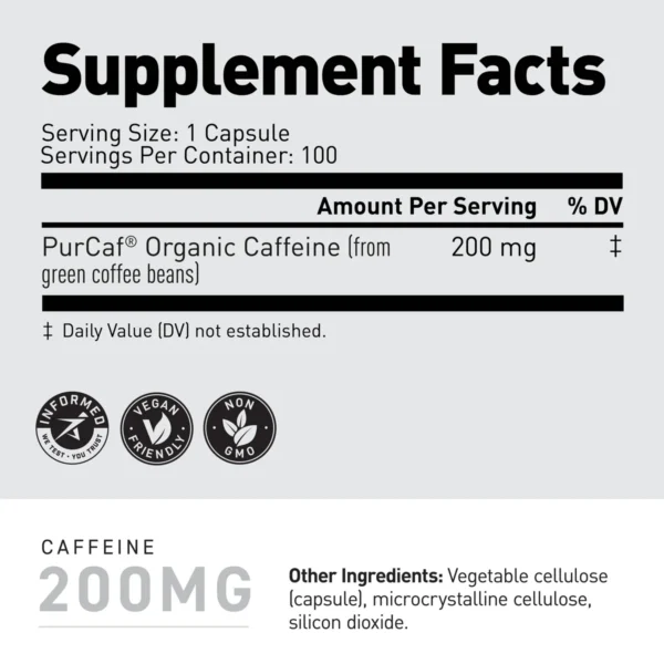 Purcaf Caffeine200mg Supplement Facts